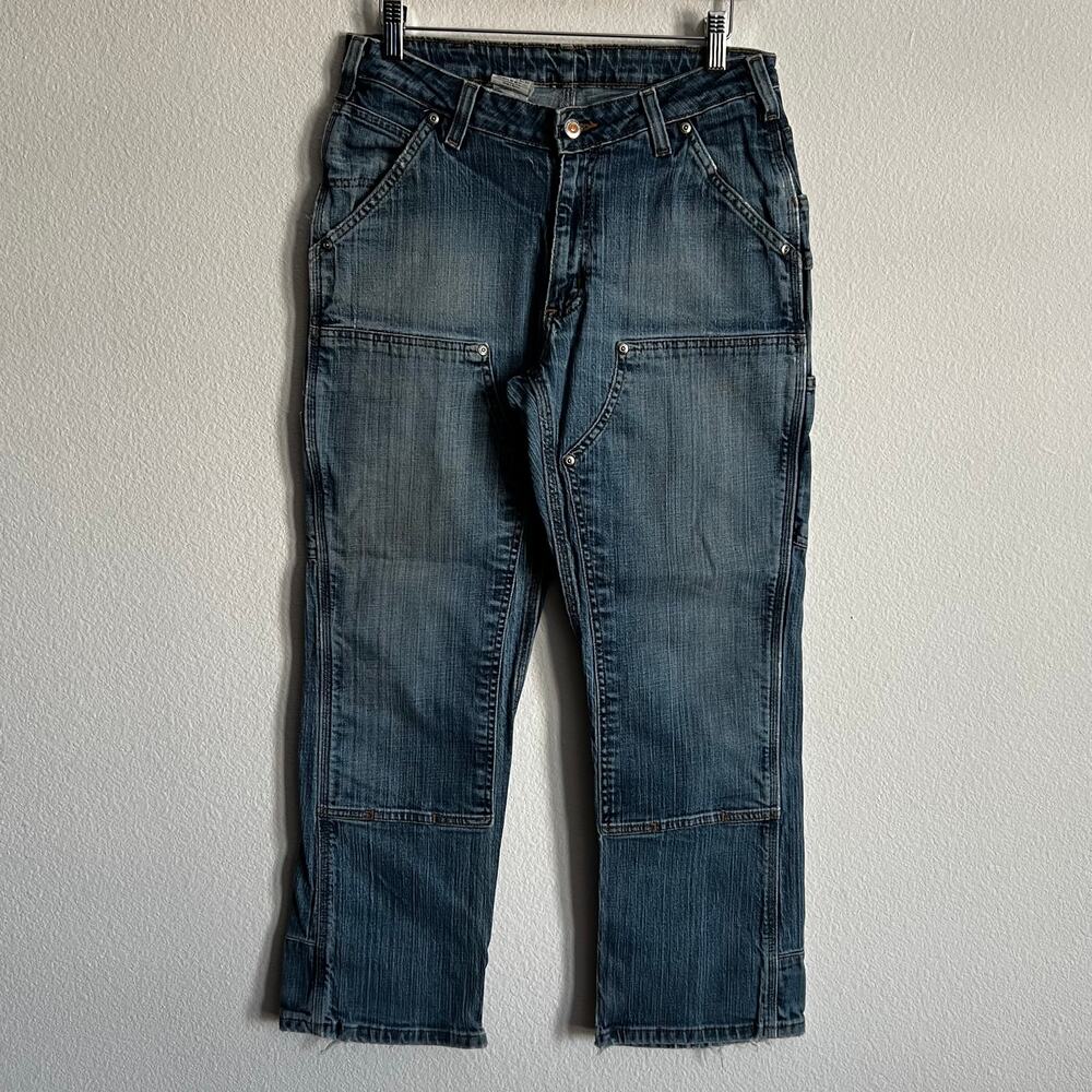 Carhartt WOMENS blue denim double knee work wear carpenter pants
